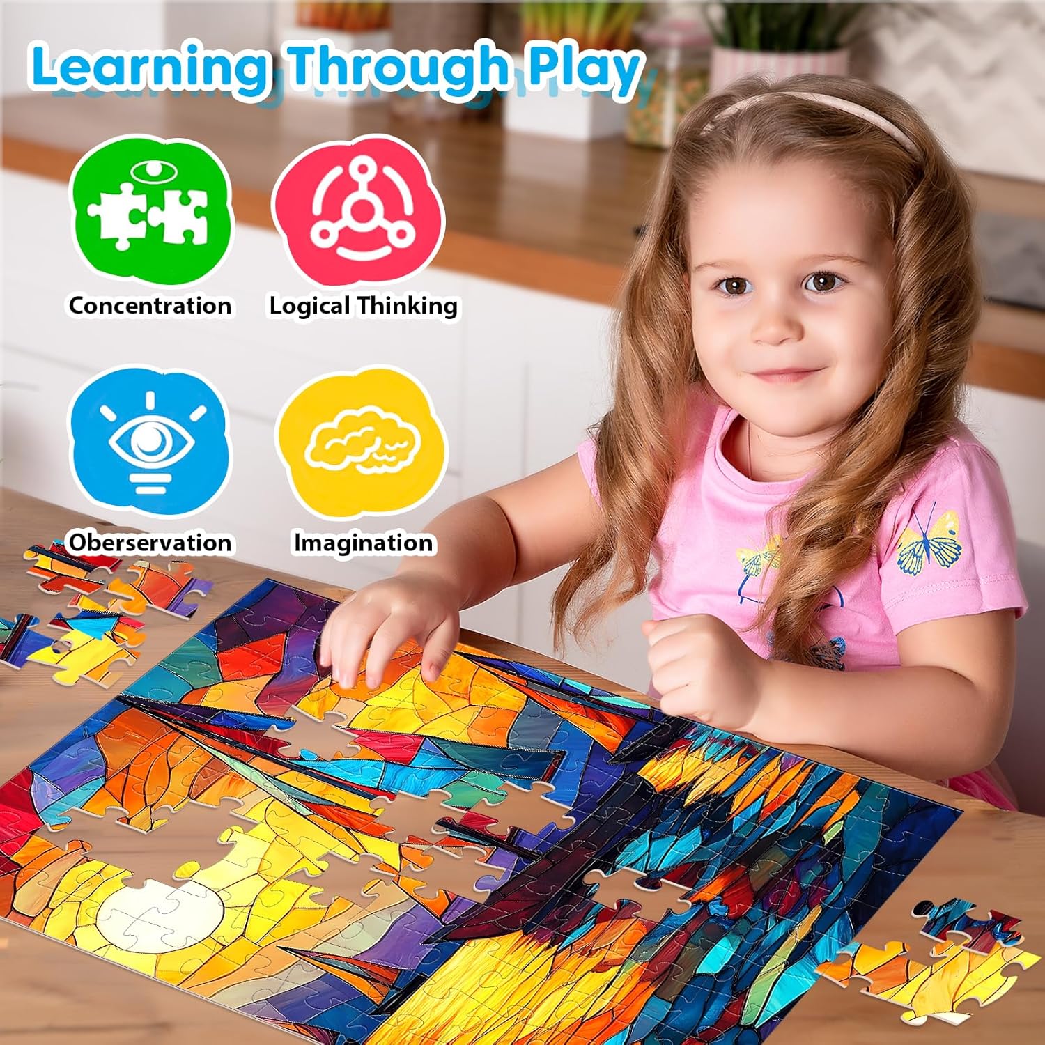 Thumbnail 4 de 4 Packs 100 Piece Puzzle – Shells Sailboat Cats Dogs: Vibrant, Family-Friendly 100-Piece Puzzles