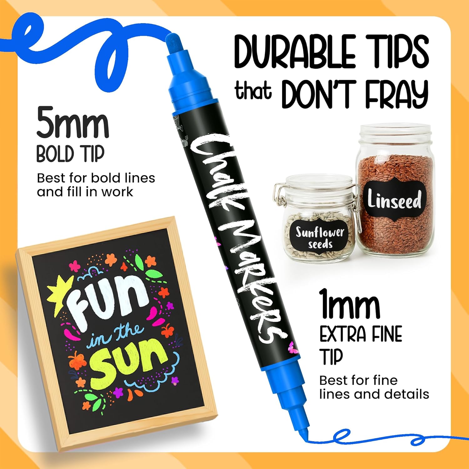 Thumbnail 1 de Chalkola Dual Tip Liquid Chalk Markers (21 Pack) for Blackboards, Glass and More