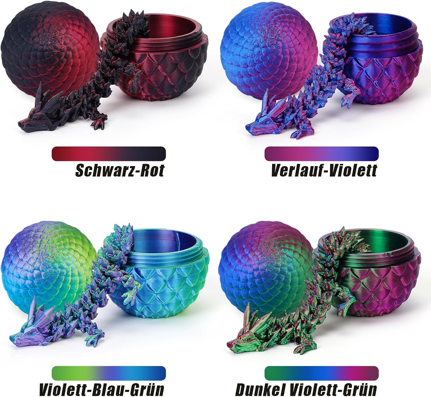 Thumbnail 6 de zhancydeal 4er Set 3D Drachenei mit Drache – bewegliche 13 cm Drachenfiguren aus PLA (7 cm Eierschale) für Kinder ab 5–9 Jahren