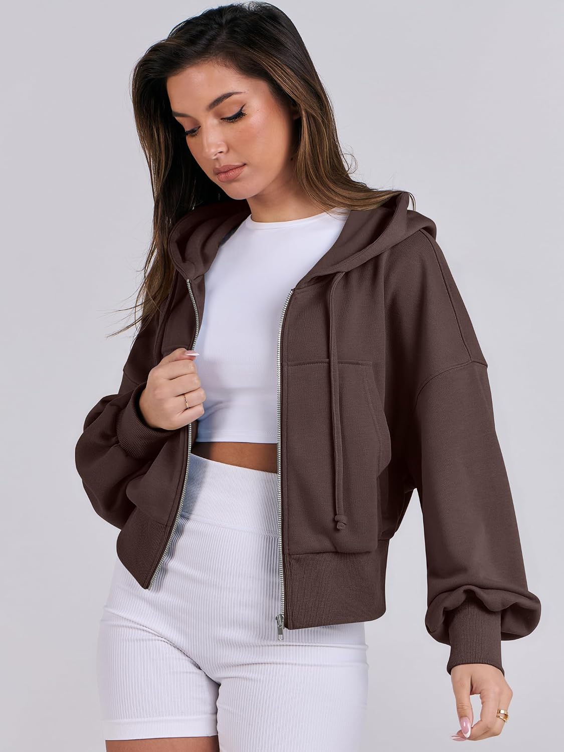 Thumbnail 6 de ANRABESS Women's Zip-Up Hoodie in Polyester-Rayon Blend