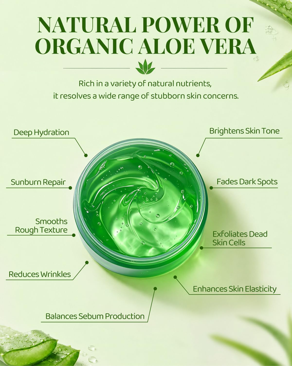 Detalle de Aloe Vera Gel 2 × 300 g + 10 Masken – natürliches Hautpflege-Set