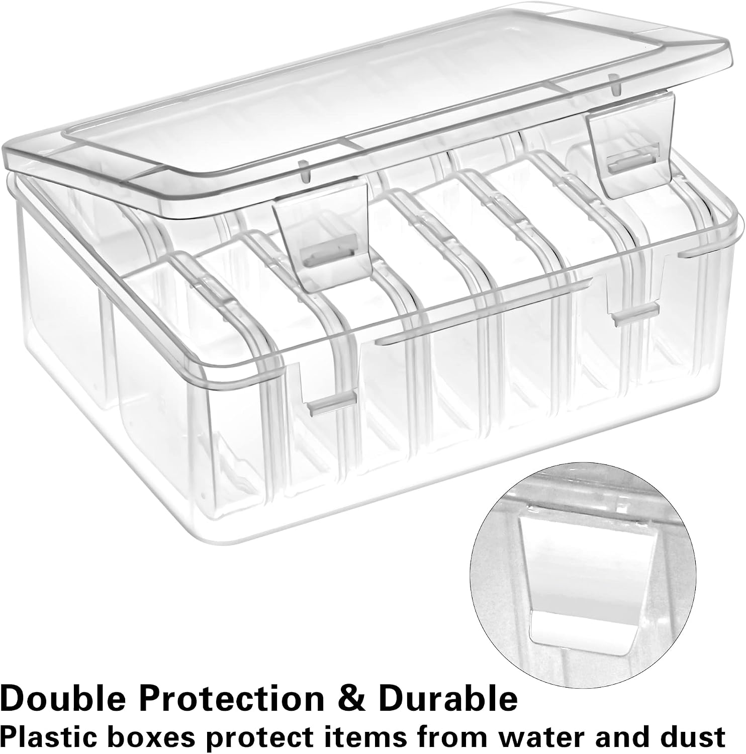 Detalle 2 de Mathtoxyz 14-Piece Bead Organizer Set, Clear Plastic Boxes with Hinged Lids
