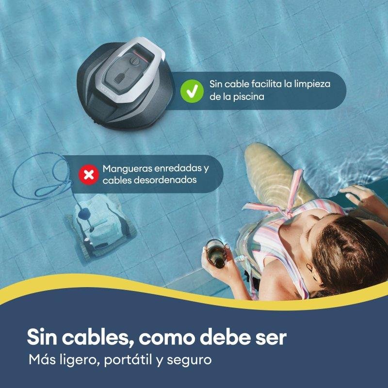 Detalle 2 de Ultenic Pooleco 10: robot limpiafondos inalámbrico para piscinas de hasta 80 m²