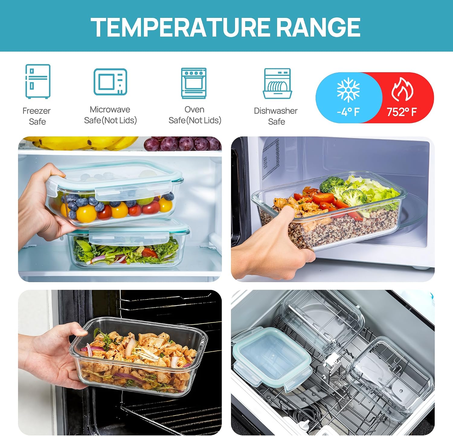 Thumbnail 6 de Vtopmart Glass Food Storage Containers, 1,500 mL