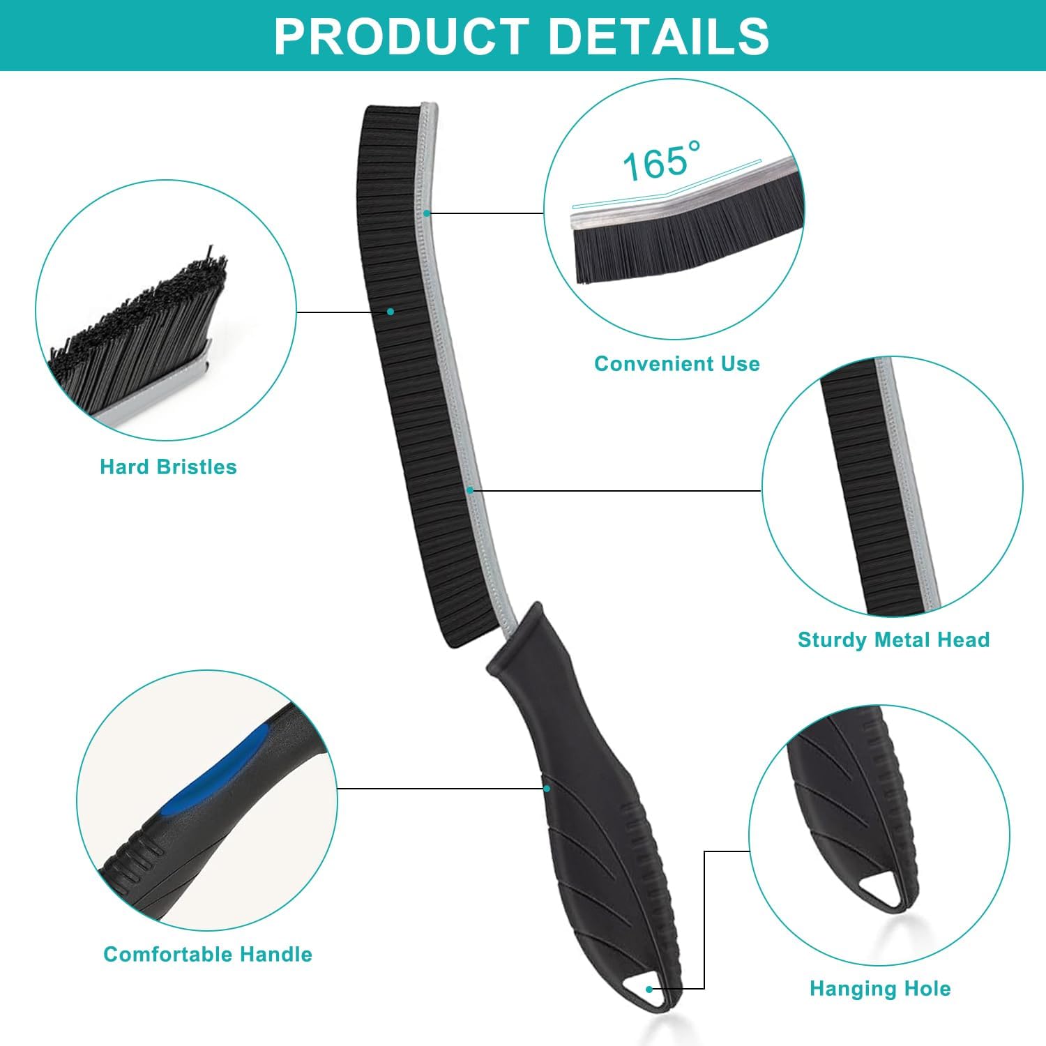 Thumbnail 2 de 6er-Set Hartborsten Eckreinigungsbürste für Fugen & Ecken – robuste Fugenbürste für Bad, Küche & Toilette