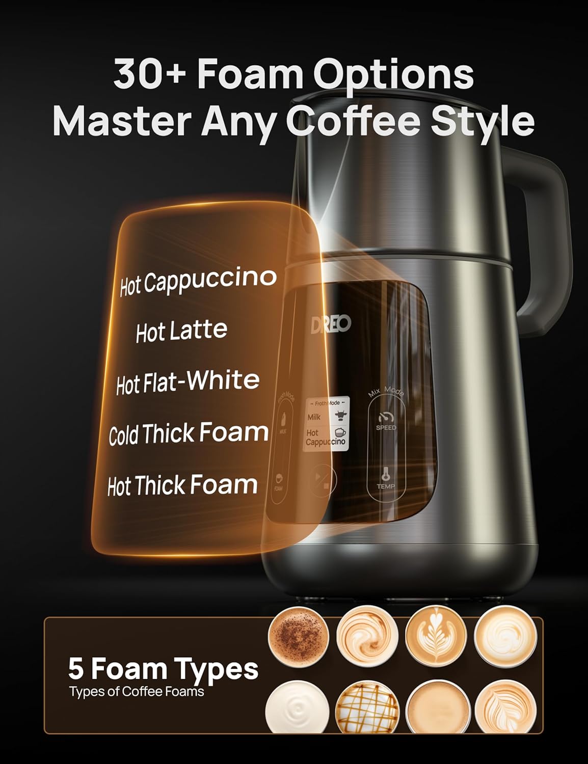 Thumbnail 4 de DREO All in 1 Milk Frother 400ml capacity