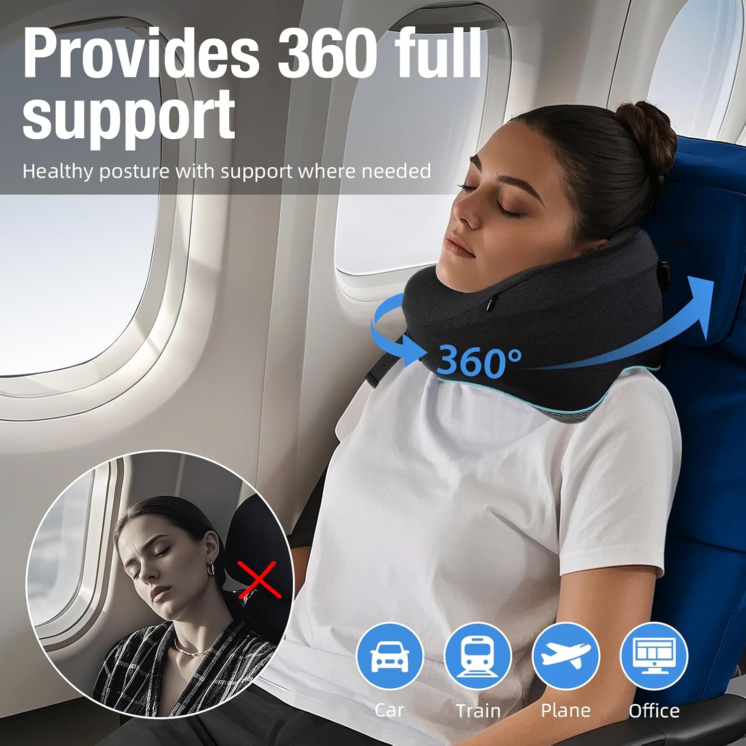 Detalle 2 de Travel Pillow Memory Foam 360° Neck Support