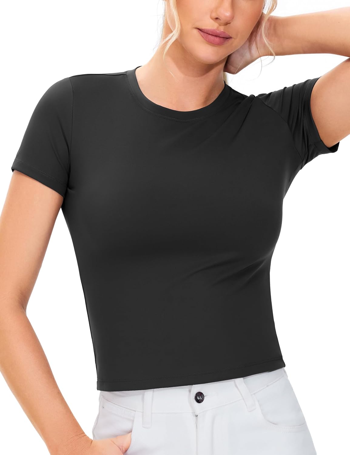 Thumbnail 6 de THE GYM PEOPLE Women’s Gym Tops Short Sleeve Slim Fit Breathable Training T-Shirts