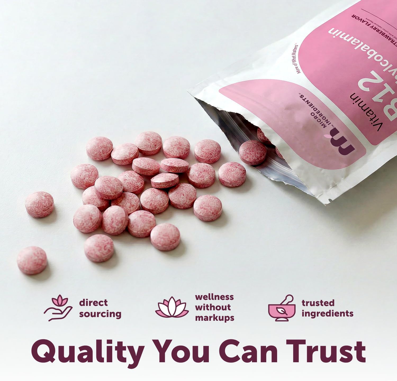 Detalle 2 de Micro Ingredients Vitamin B12 Chewable Tablets, 5,000 mcg