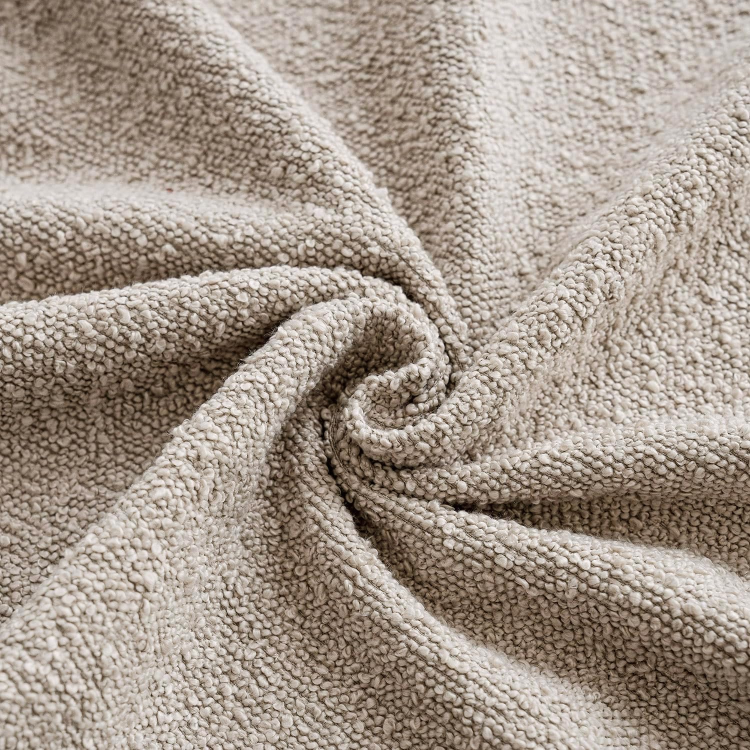 Detalle de Foindtower 2-Pack Boucle Pillow Covers in Ivory Beige, 24 x 24 Inches