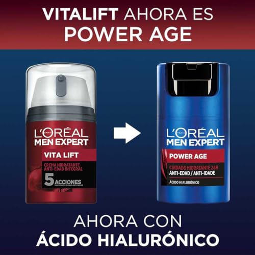 Detalle 2 de L'Oréal Paris Men Expert Power Age Crema Hidratante Anti-Edad 24H con Ácido Hialurónico (50 ml)