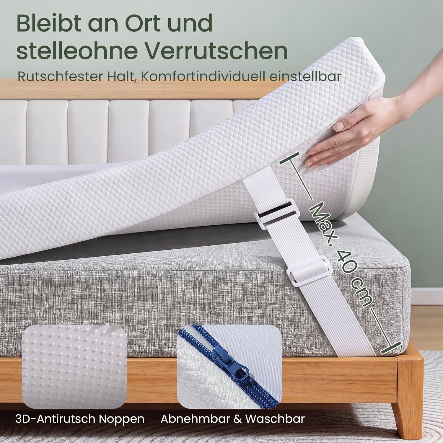 Detalle de Zorvi Matratzen Topper 180x200 cm – 10 cm Gel Memory Foam + Stützschaum, OEKO-TEX zertifiziert, rutschfest