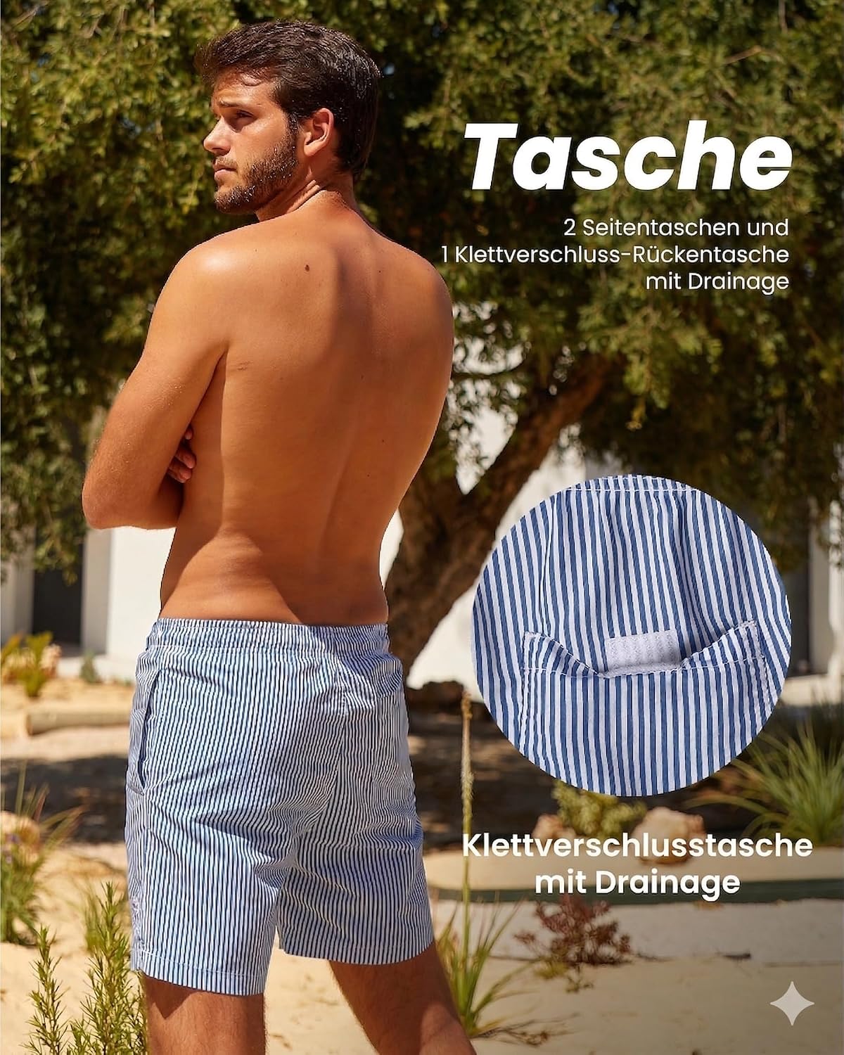 Detalle 2 de MaaMgic Badehose Herren 18 cm Innenlänge