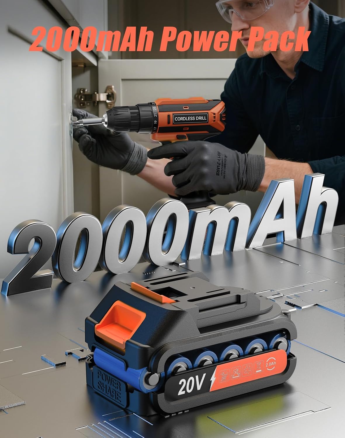Detalle 1 de VIWKO 20V Cordless Drill Set
