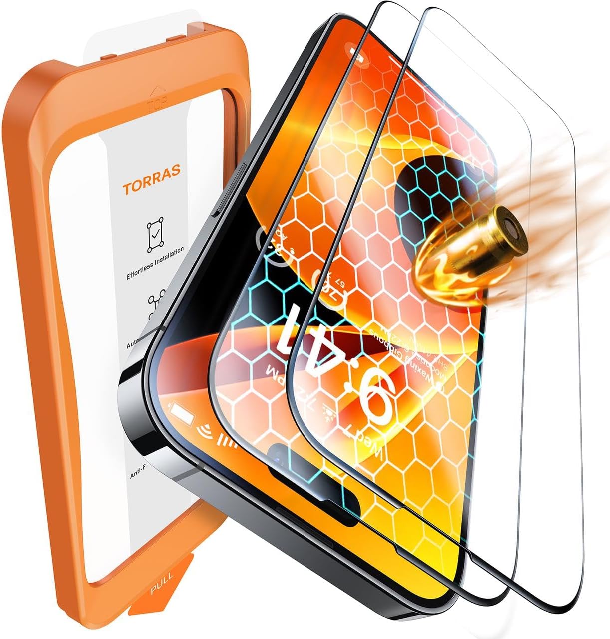 Detalle de TORRAS iPhone 16 Plus 2-pack tempered glass screen protector