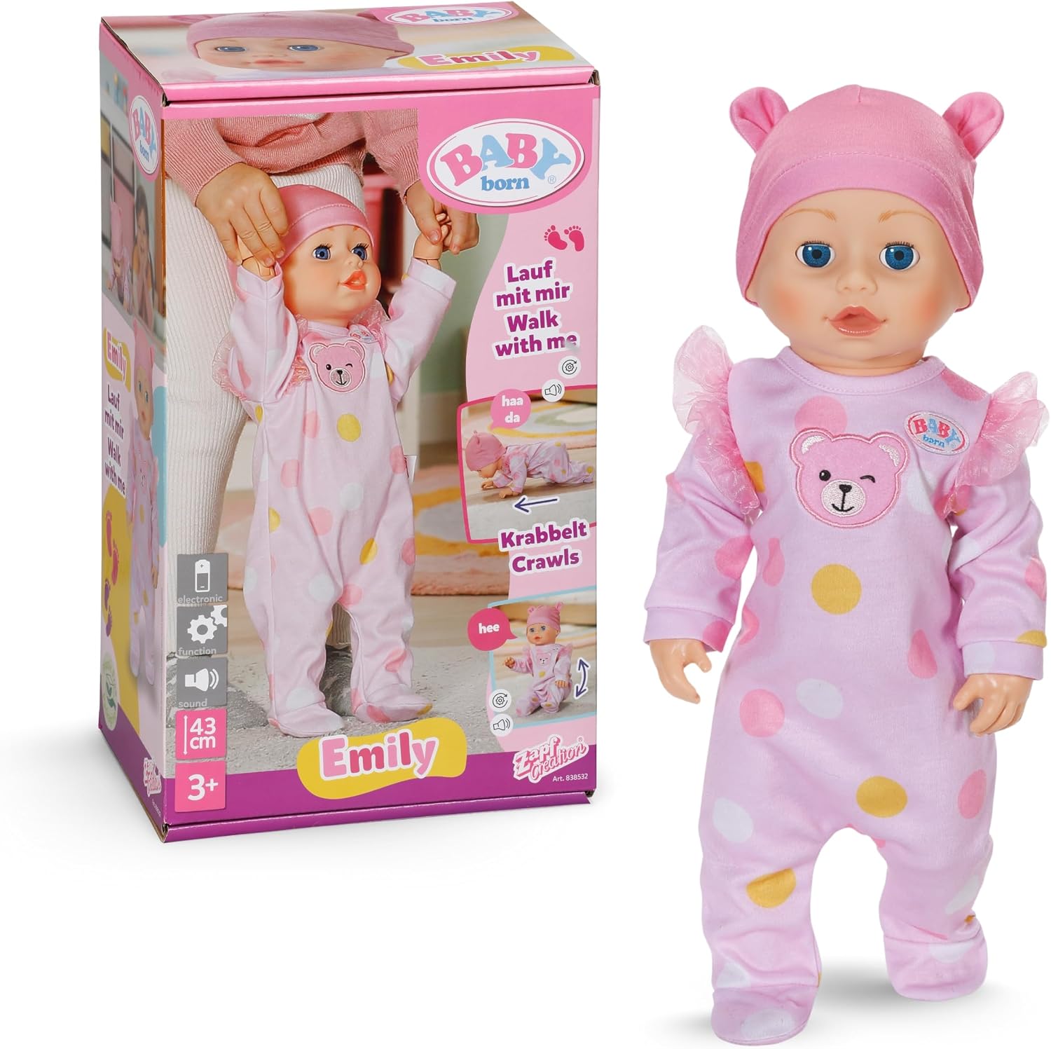Detalle de BABY born Emily Walk with Me 43cm
