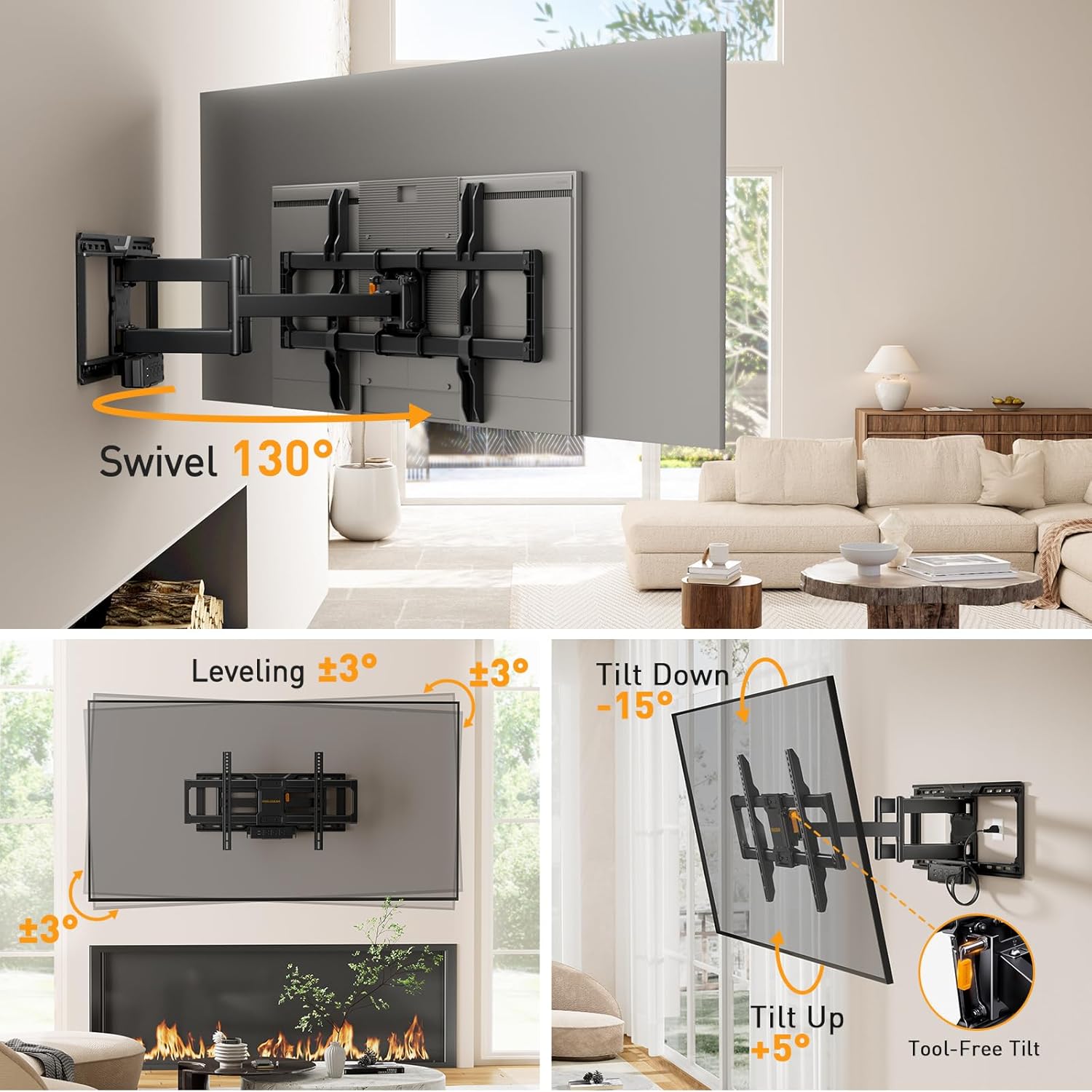 Thumbnail 5 de Perlegear PGLF11 Full Motion TV Mount 42–90 in