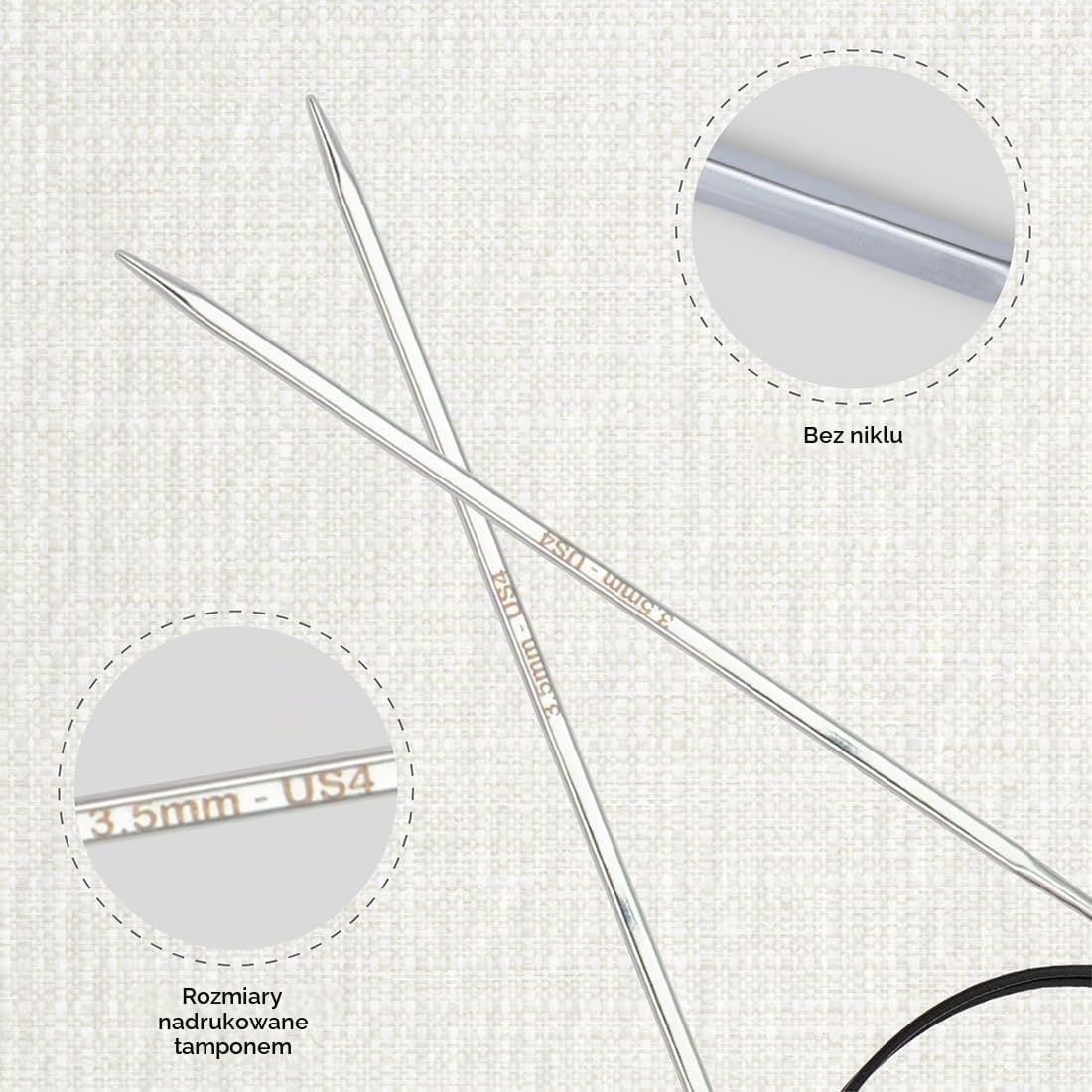 Detalle 2 de KnitPro Nova Cubics KP12195 druty na żyłce 3,5 mm, 80 cm, mosiężne