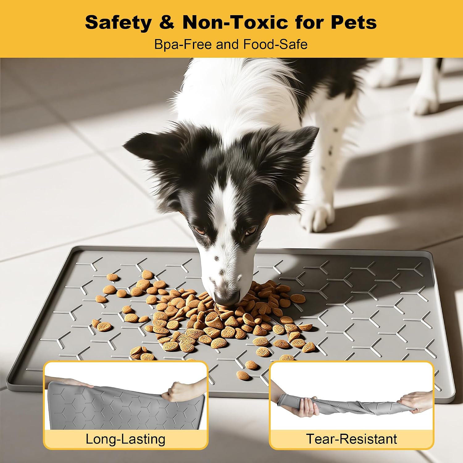 Thumbnail 2 de Pieviev Pet Food Mat 40x60 cm – Non-Slip Silicone Feeding Mat for Cats & Dogs