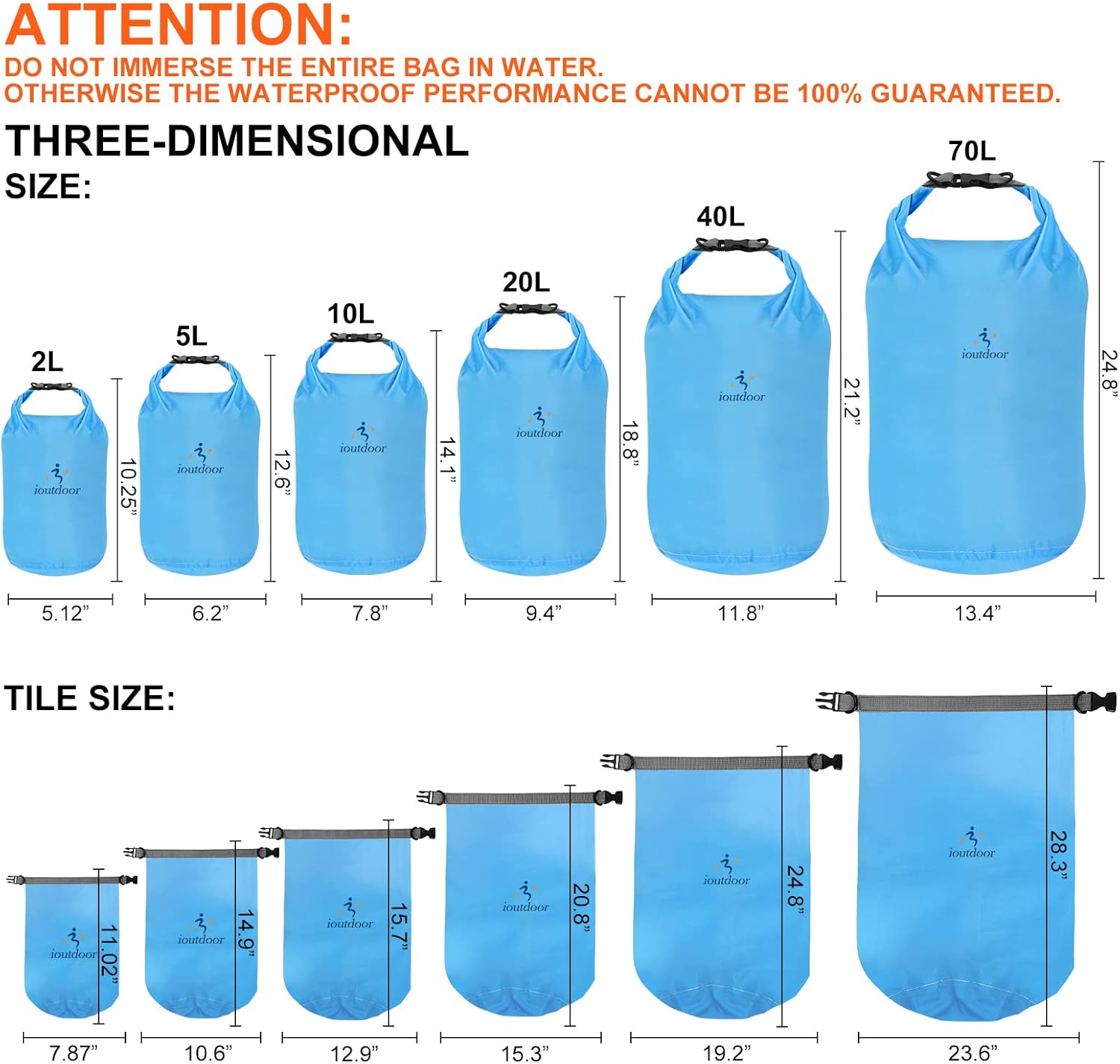 Thumbnail 2 de ioutdoor Dry Bag 2L–70L wasserdichte Trockenbeutel – Ultraleicht, abriebfest, reißfest