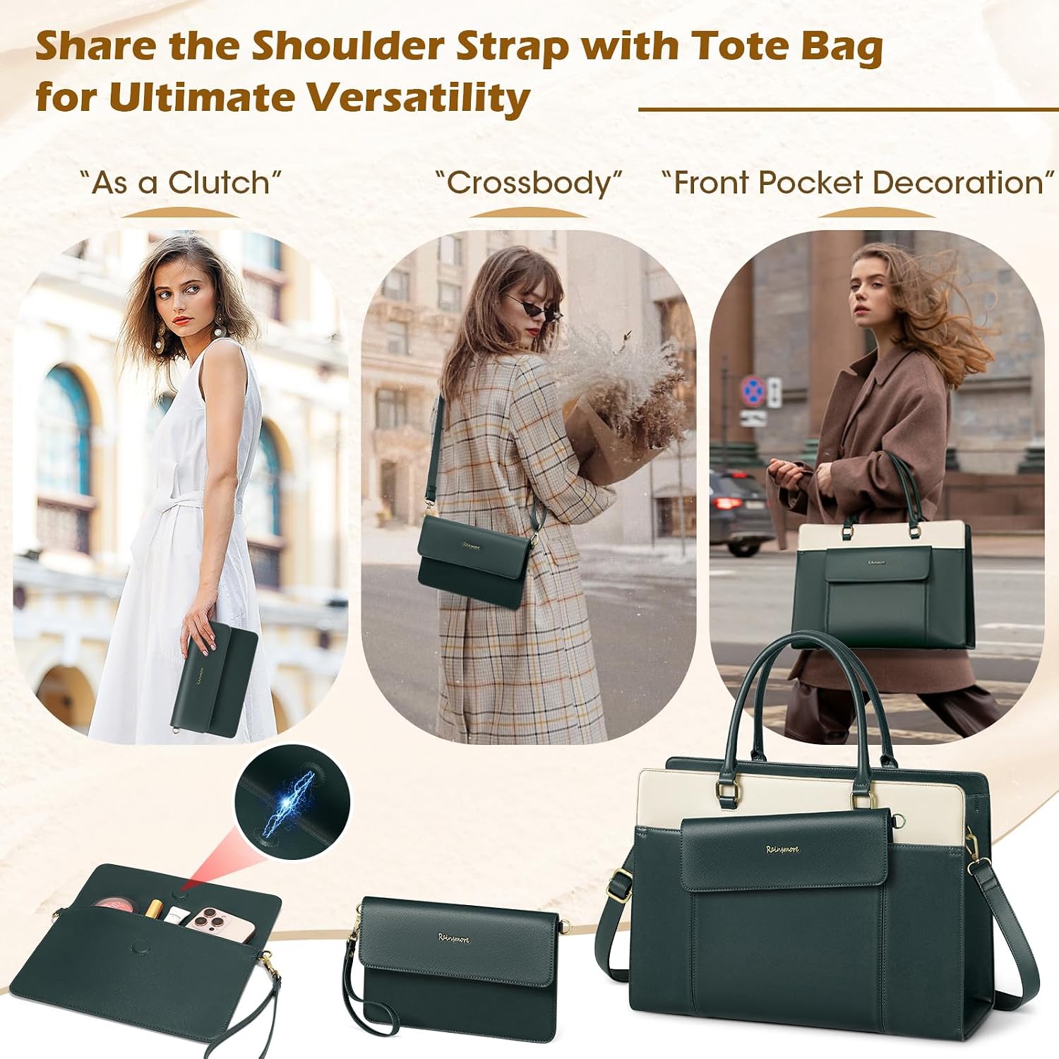 Thumbnail 5 de RAINSMORE Bolso Mujer Grande para portátil 15,6