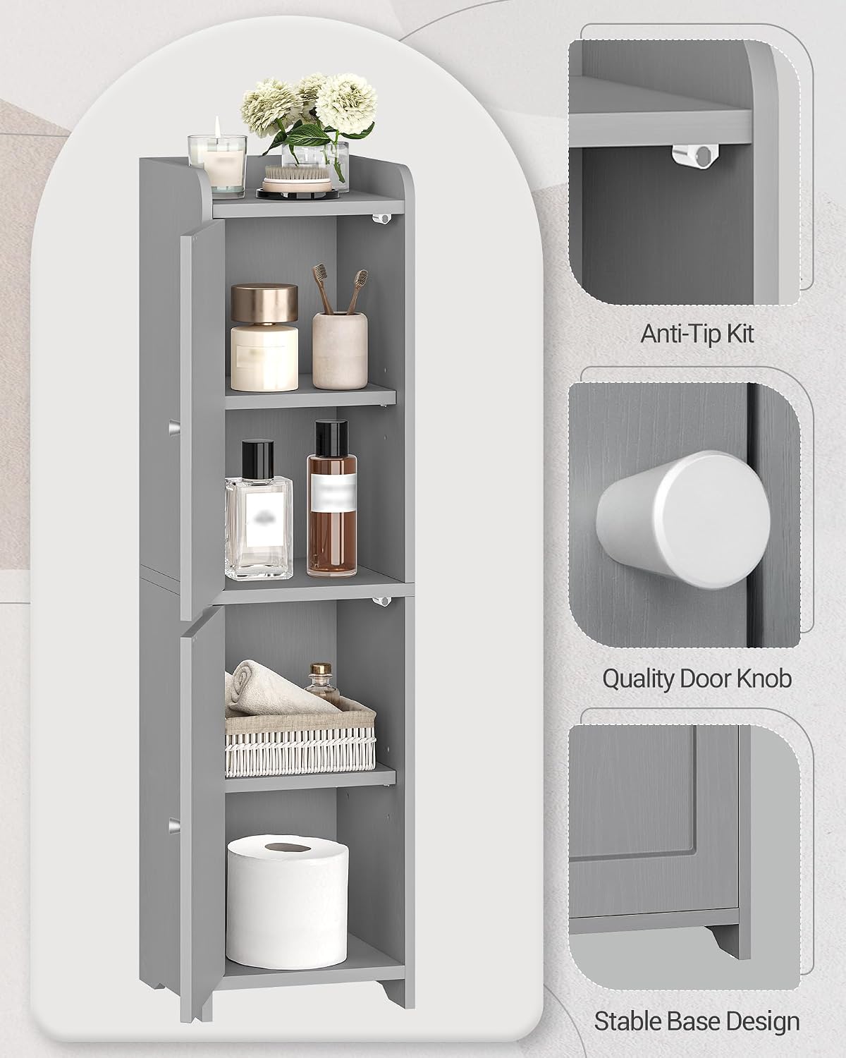 Detalle 2 de Hzuaneri Bathroom Corner Storage Cabinet with 2 Doors