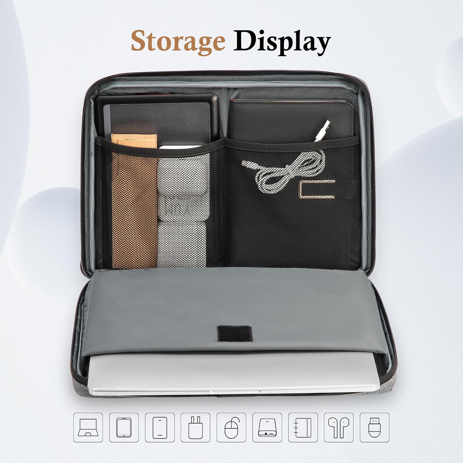 Detalle de Bagasin Laptop Hülle Tasche 14–17,3 Zoll – wasserdicht, 4‑lagiger Schutz, TSA-Griff