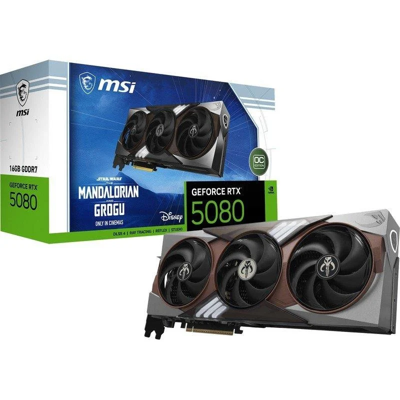 Detalle de MSI GeForce RTX 5080 The Mandalorian and Grogu OC 16 GB GDDR7 Reflex 2 RTX AI DLSS4.5