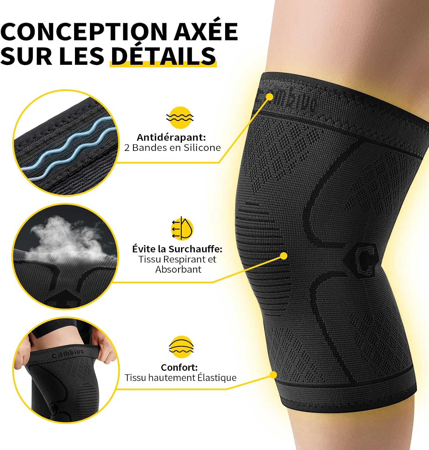 Detalle 2 de CAMBIVO Genouillères de compression 2 pièces