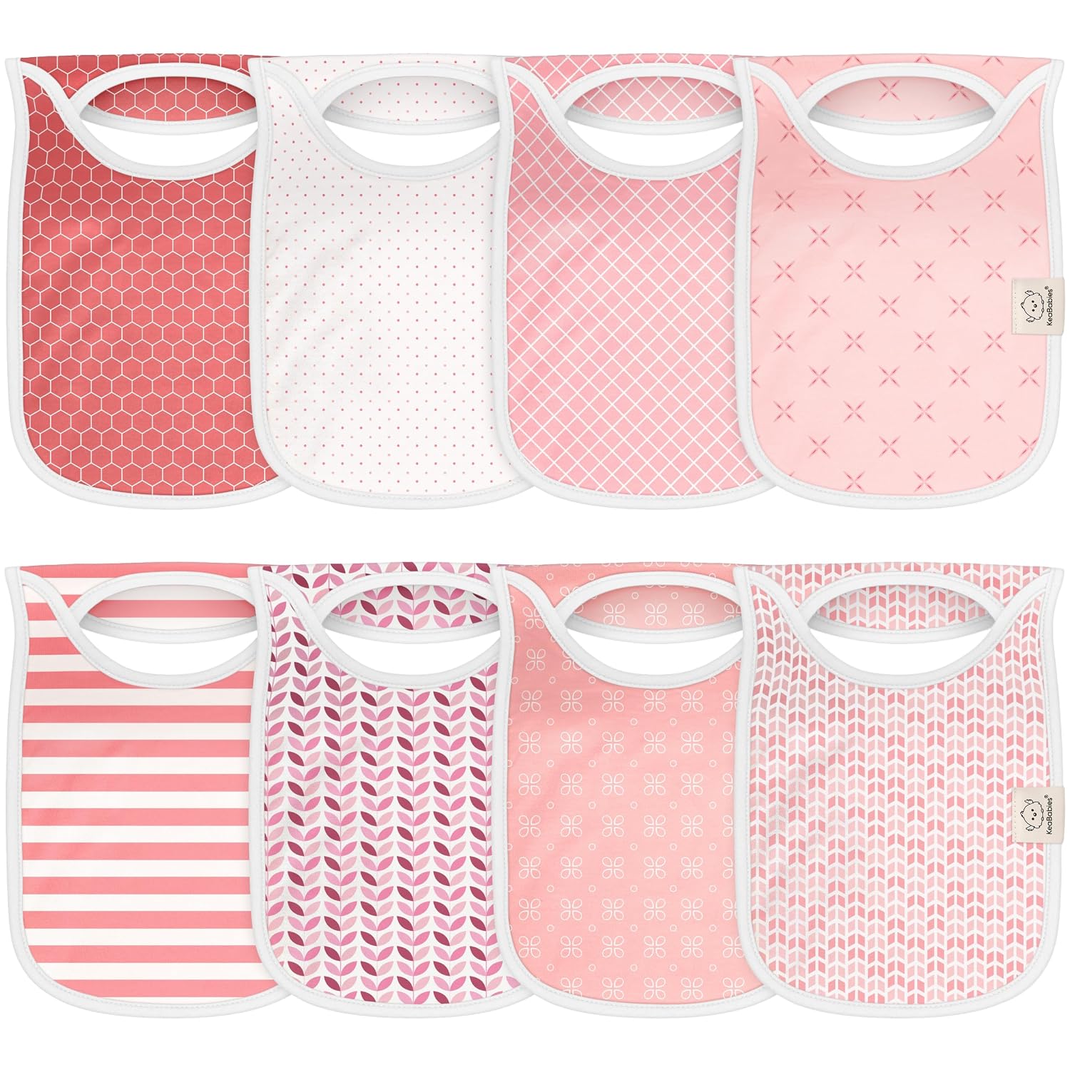 Detalle de KeaBabies Hallo Baby Pullover Baby Bibs, 8-Pack, 6-36M, Blush