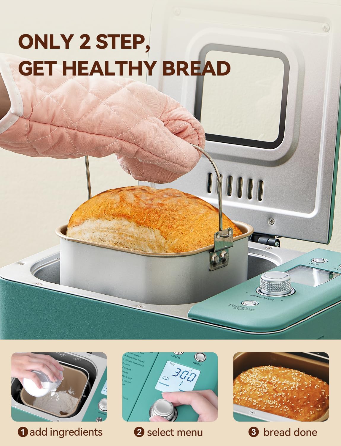 Detalle de Neretva 20-in-1 Bread Maker, 2LB, Dual Heaters and Ceramic Pan