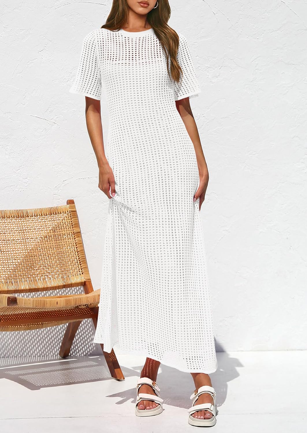 Thumbnail 4 de PRETTYGARDEN Women's Eyelet Cover Up Dress — 2026 Summer Resort Maxi