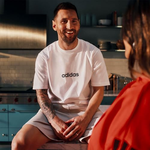 Thumbnail 2 de Adidas Men's Essentials Linear Single Jersey Shirt, White/Black – XS