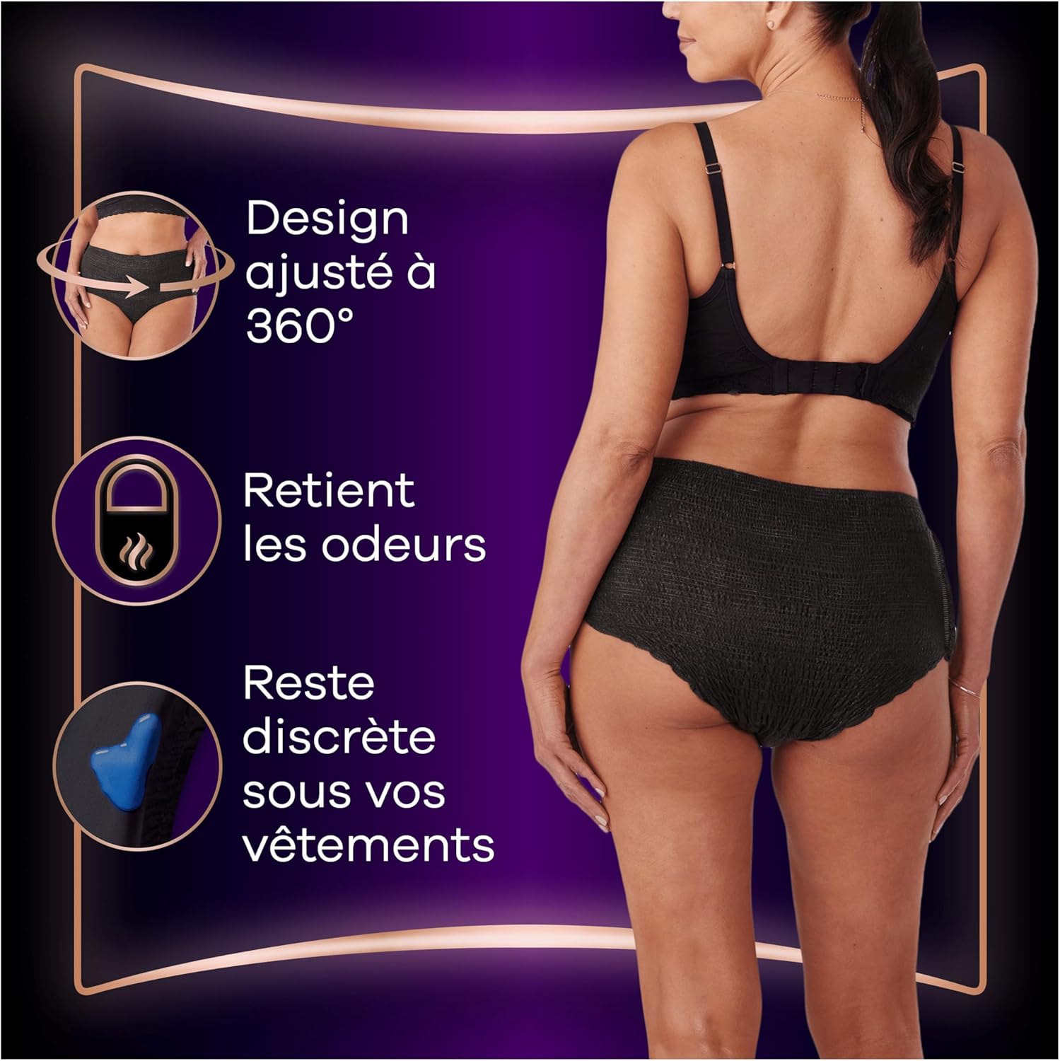 Thumbnail 3 de Culottes Always Discreet Boutique pour fuites urinaires noires (taille haute) – pack de 4