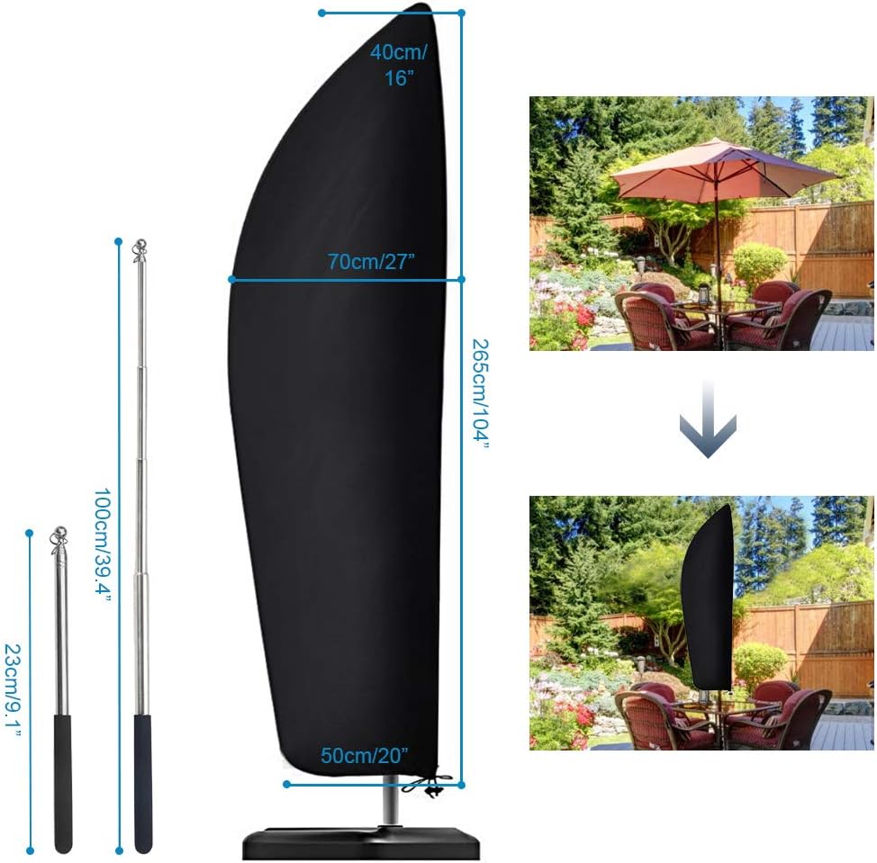 Thumbnail 1 de Senders Ampelschirm-Schutzhülle mit Stab 2–4 m, 265x40/70/50 cm – 210D Oxford-Gewebe, wasserdicht