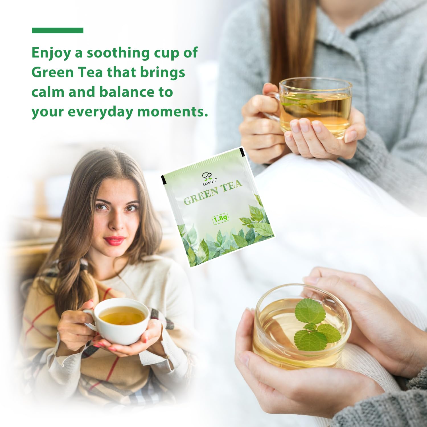 Detalle 1 de Soeos Green Tea, 100 Tea Bags