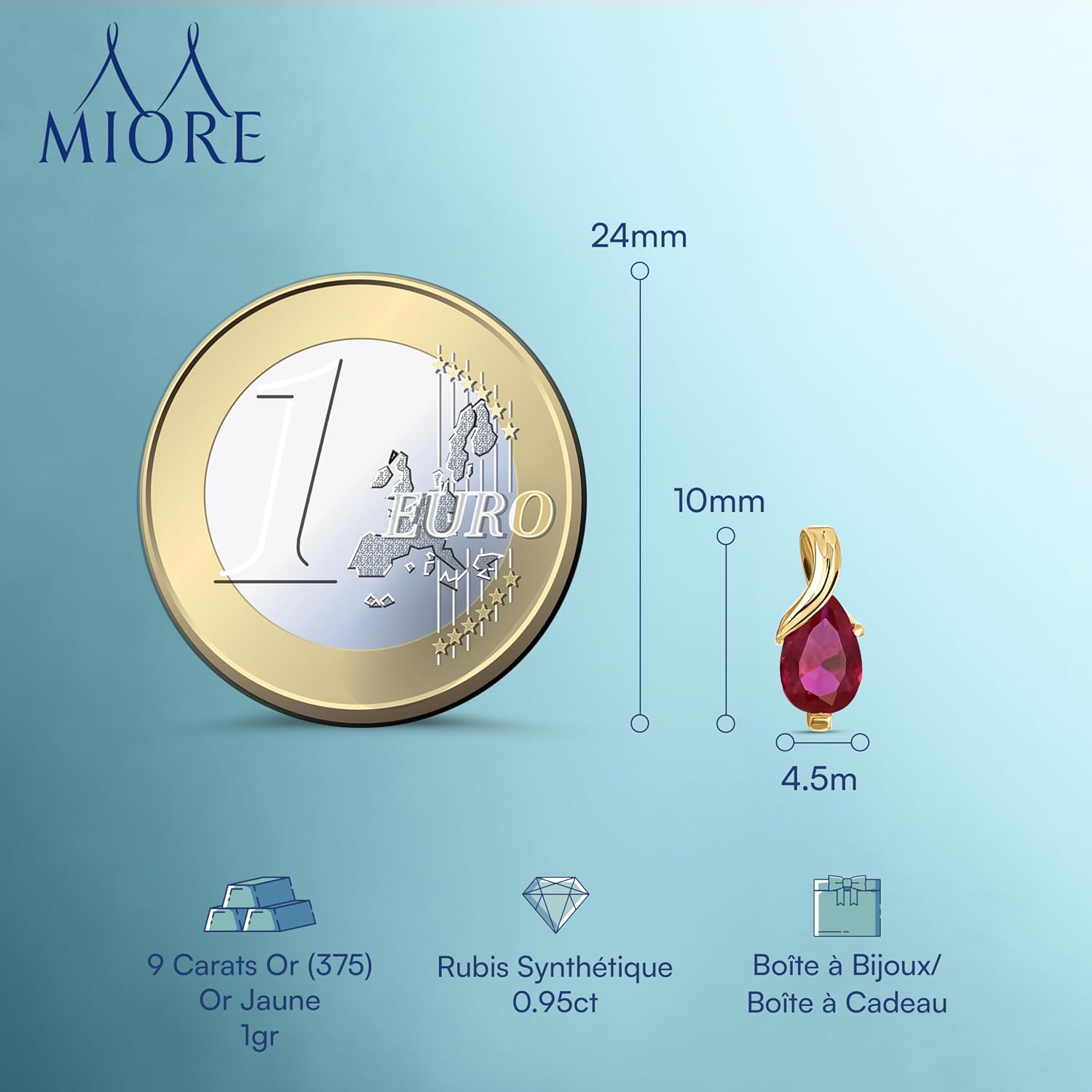 Detalle 2 de Miore boucles rubis 1,13 Ct en or 9 kt