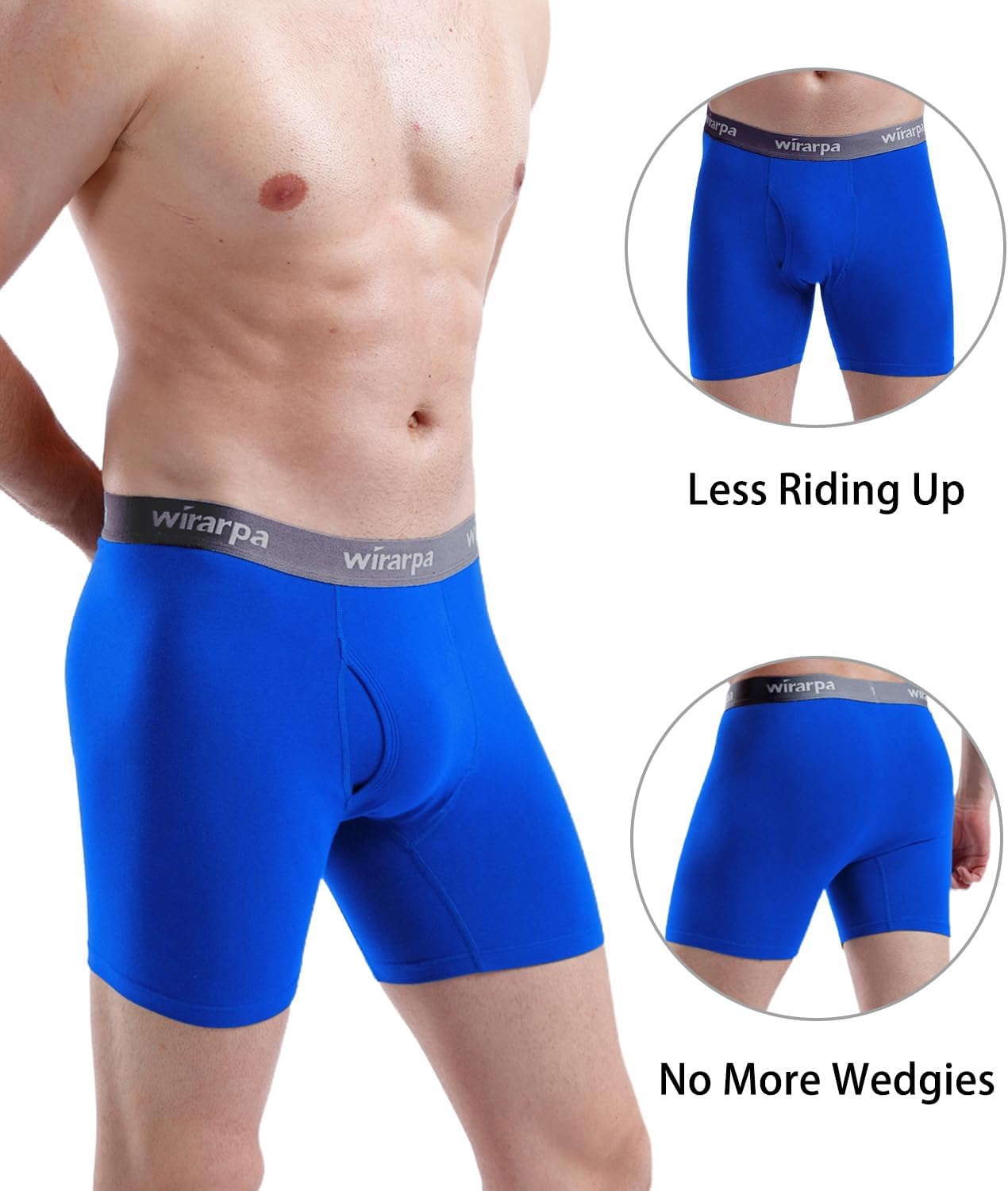 Thumbnail 2 de wirarpa Men's Underwear Trunks Cotton Stretch Boxer Shorts Open Fly (4 Pack)