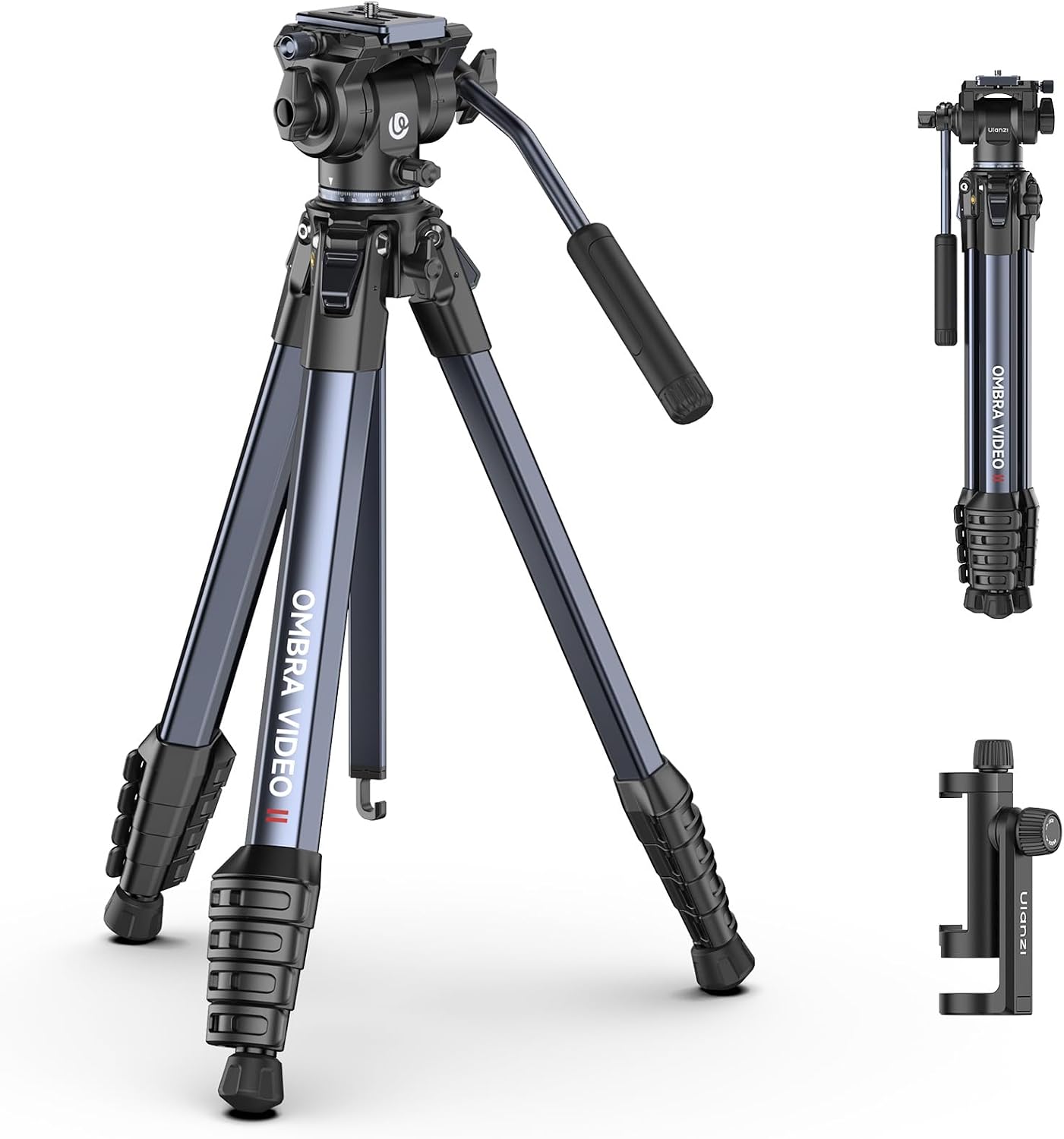 Trépied photo et vidéo ULANZI 157 cm avec tête hydraulique 360° et support téléphone (compatible Arca Swiss)