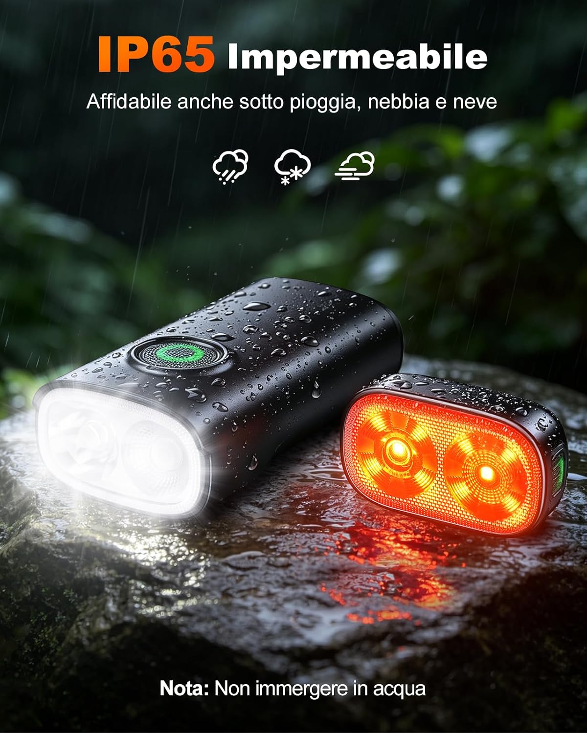 Detalle de Babacom 1200LM Luci Bicicletta LED Alluminio con Spot+Flood e 5+6 Modalità