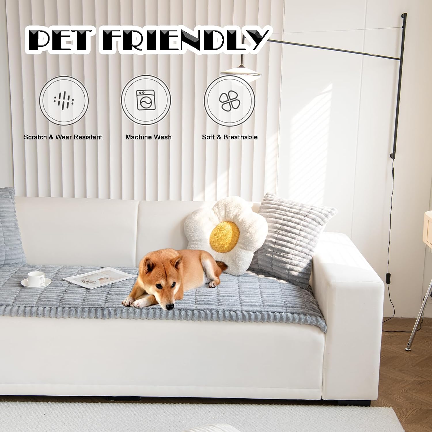 Detalle 2 de ZQFFB Pet Couch Cover 3-Seater Non-Slip 🛋