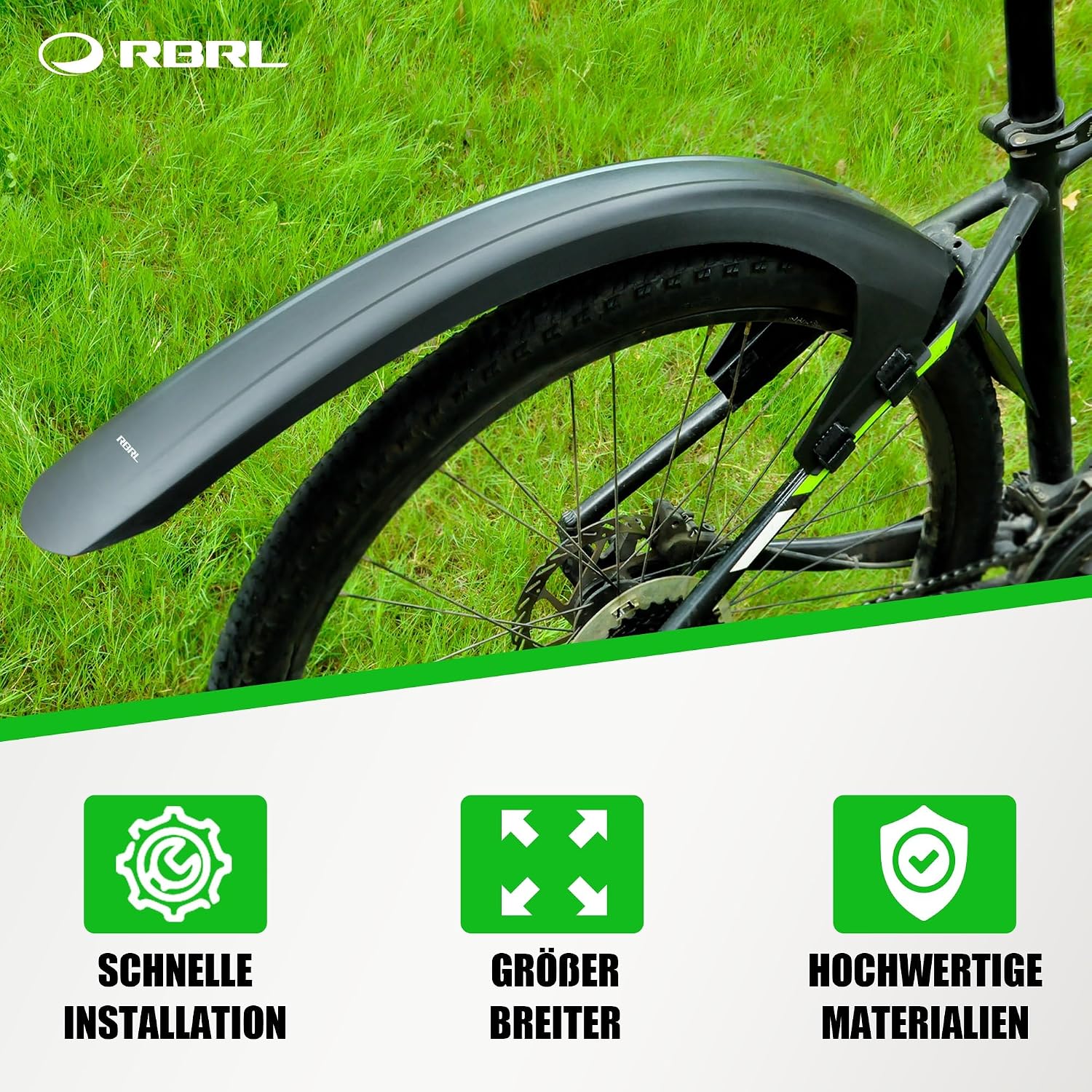 Detalle de RBRL Fahrrad-Schutzblech-Set vorne & hinten für MTB-Reifen (27,5/29 Zoll, bis 3,0")