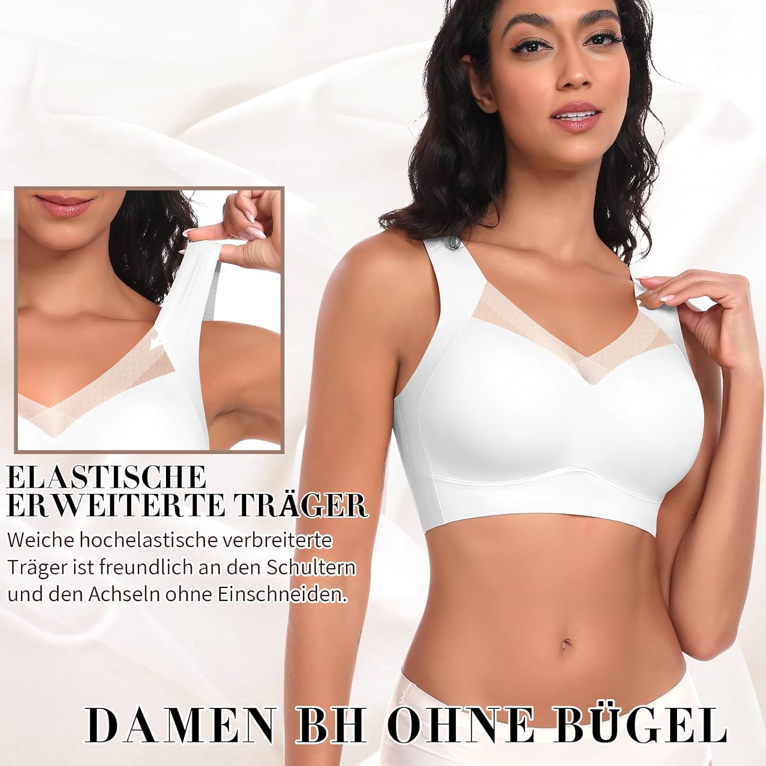 Thumbnail 2 de Nahtloser Damen-BH ohne Bügel (Bügelloser Soft-BH) mit gepolsterten Cups und Tüllbesatz