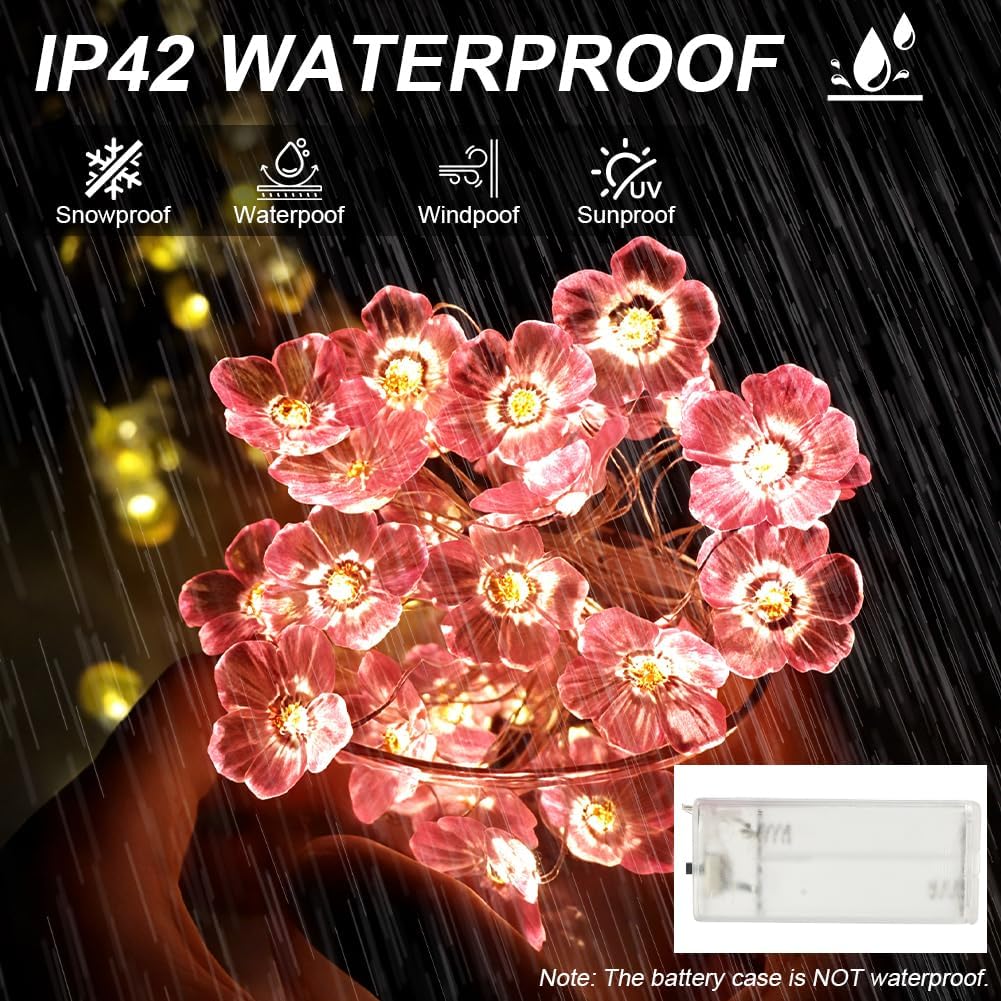 Detalle de Vicloon P-XNDCYH250722-FBA – girlanda LED 2 m, 20 kwiatów wiśni