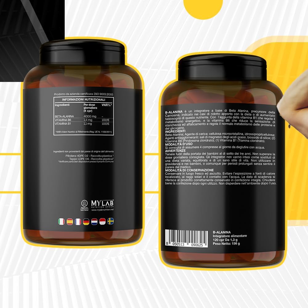 Thumbnail 3 de Beta Alanina 120 compresse da 1000 mg | Integratore con Vitamine B1 e B6 per post-allenamento