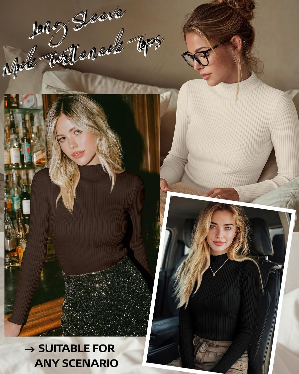 Thumbnail 3 de Riyiper 3 Ribbed Mock Turtleneck Tops