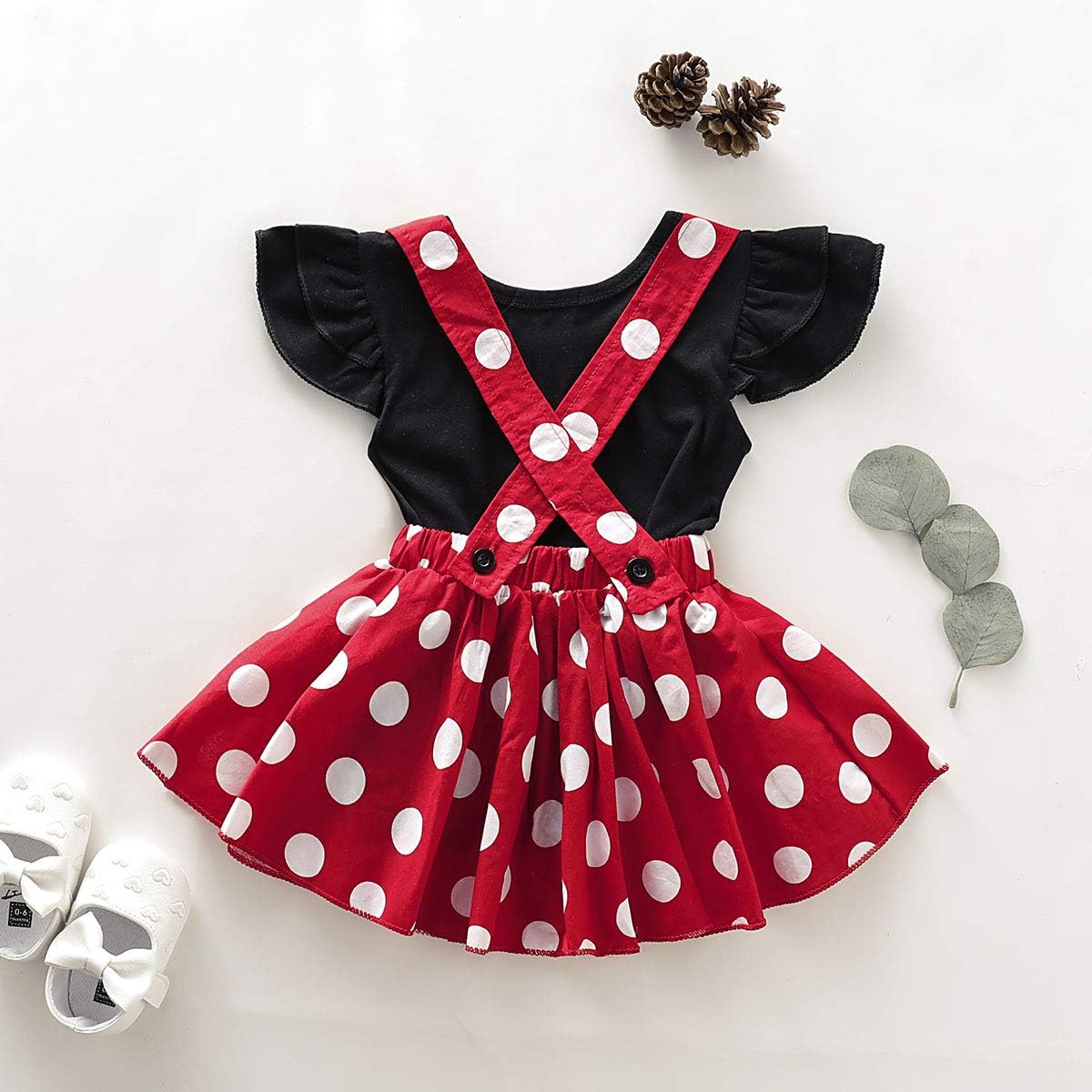 Detalle de IBTOM CASTLE Baby Girl Birthday Outfit with Polka-Dot Tutu Skirt and Bow Headband