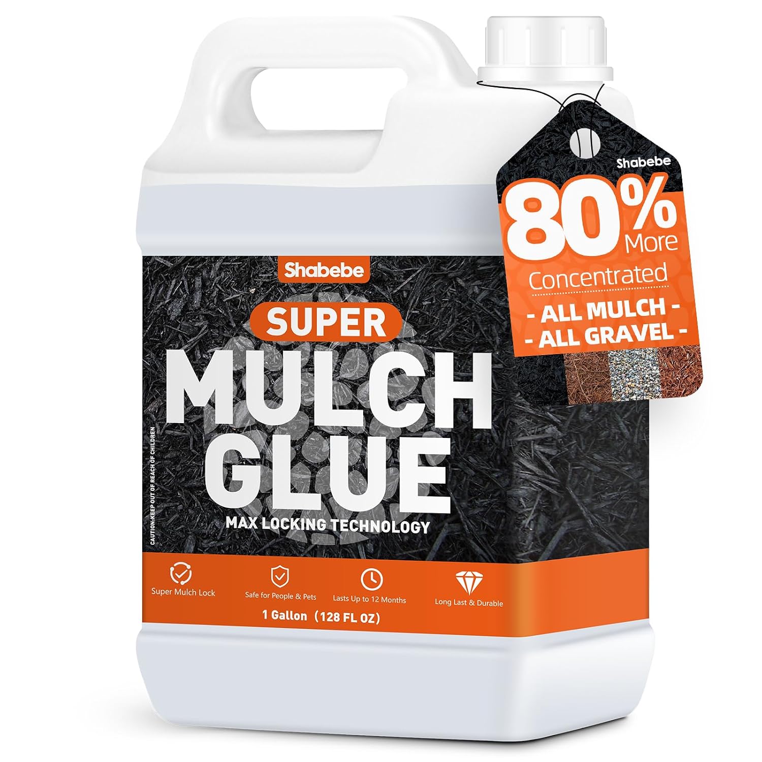 Detalle de Shabebe mulch & rock glue for landscaping, 1-gallon clear-drying formula