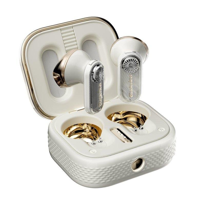 Detalle de Blackview Airbuds K2: auriculares inalámbricos Bluetooth 6.0 para niños con diseño mascota blanco dorado