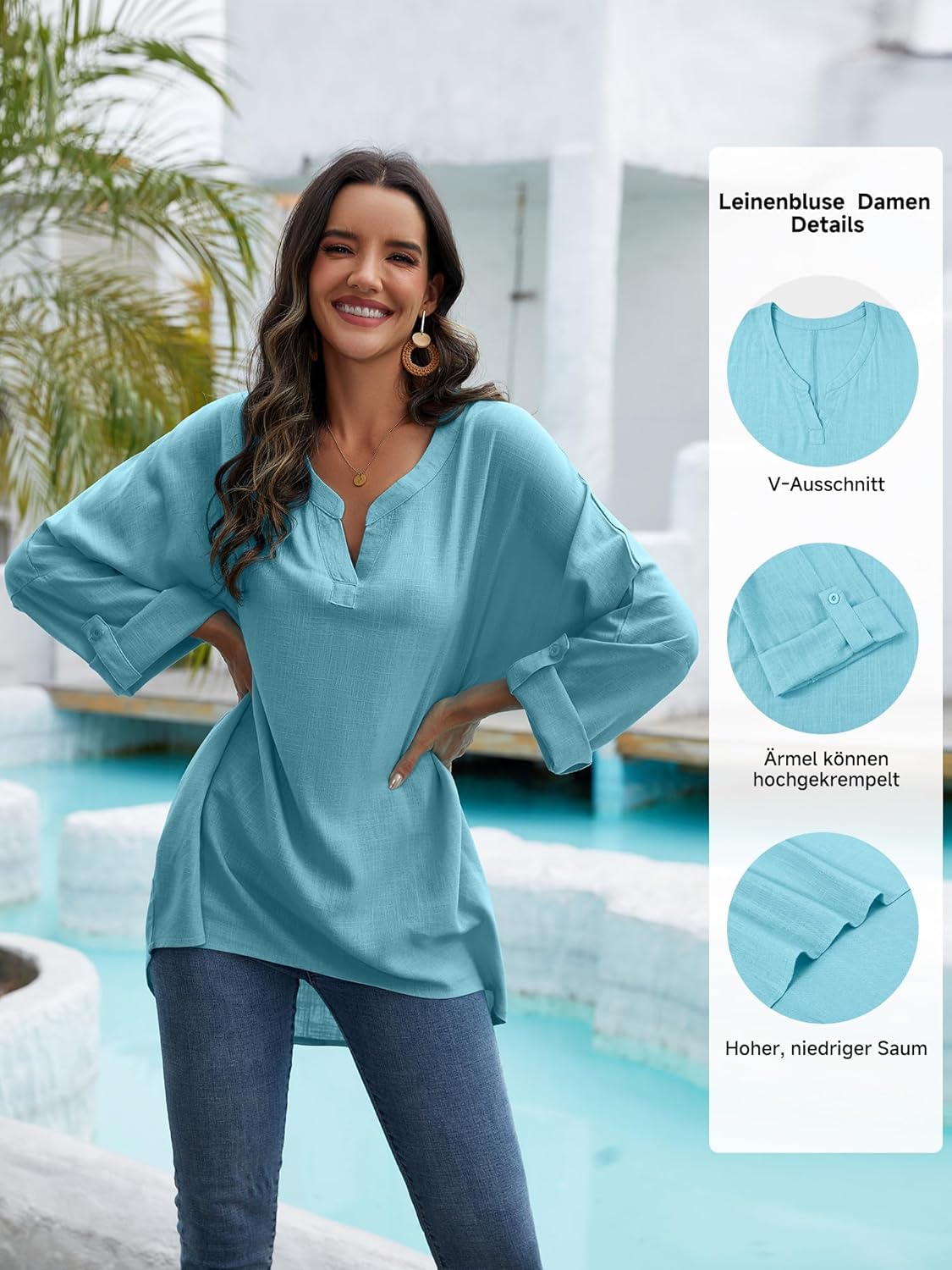 Thumbnail 3 de Tincini Leinenbluse Damen Musselin Bluse Sommer